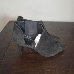 Aquatalia Suede Pointed Toe Booties Black Stiletto Heel Ankle Boots 9.5